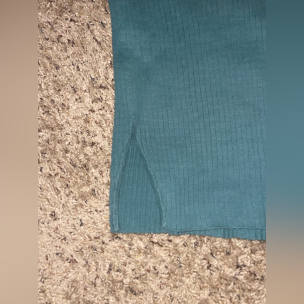 Teal One-Shoulder Ribbed Top - Picture 2 of 4